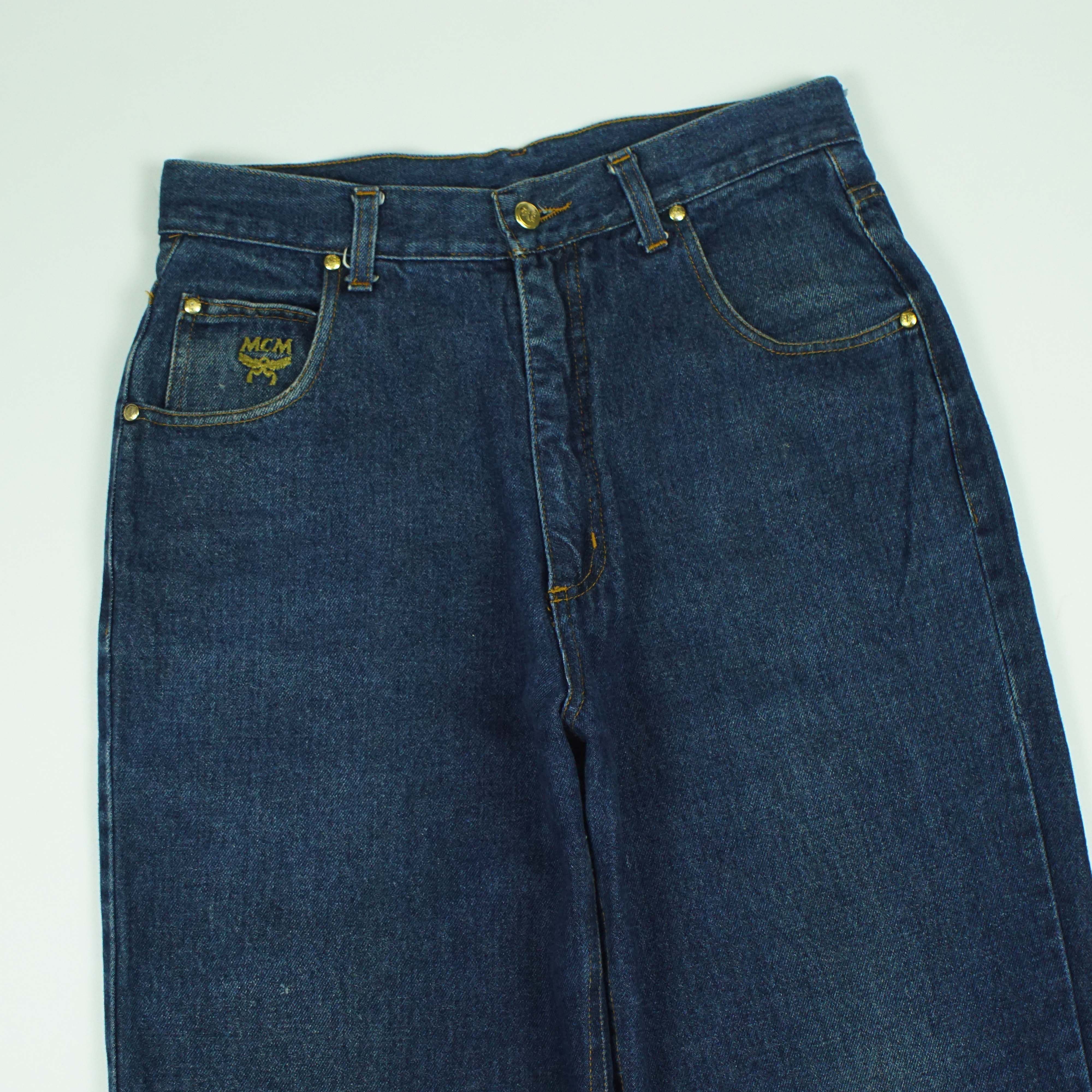 MCM × Vintage 90s MCM Studded Logo Denim Pants Size US 31 - 6 Thumbnail
