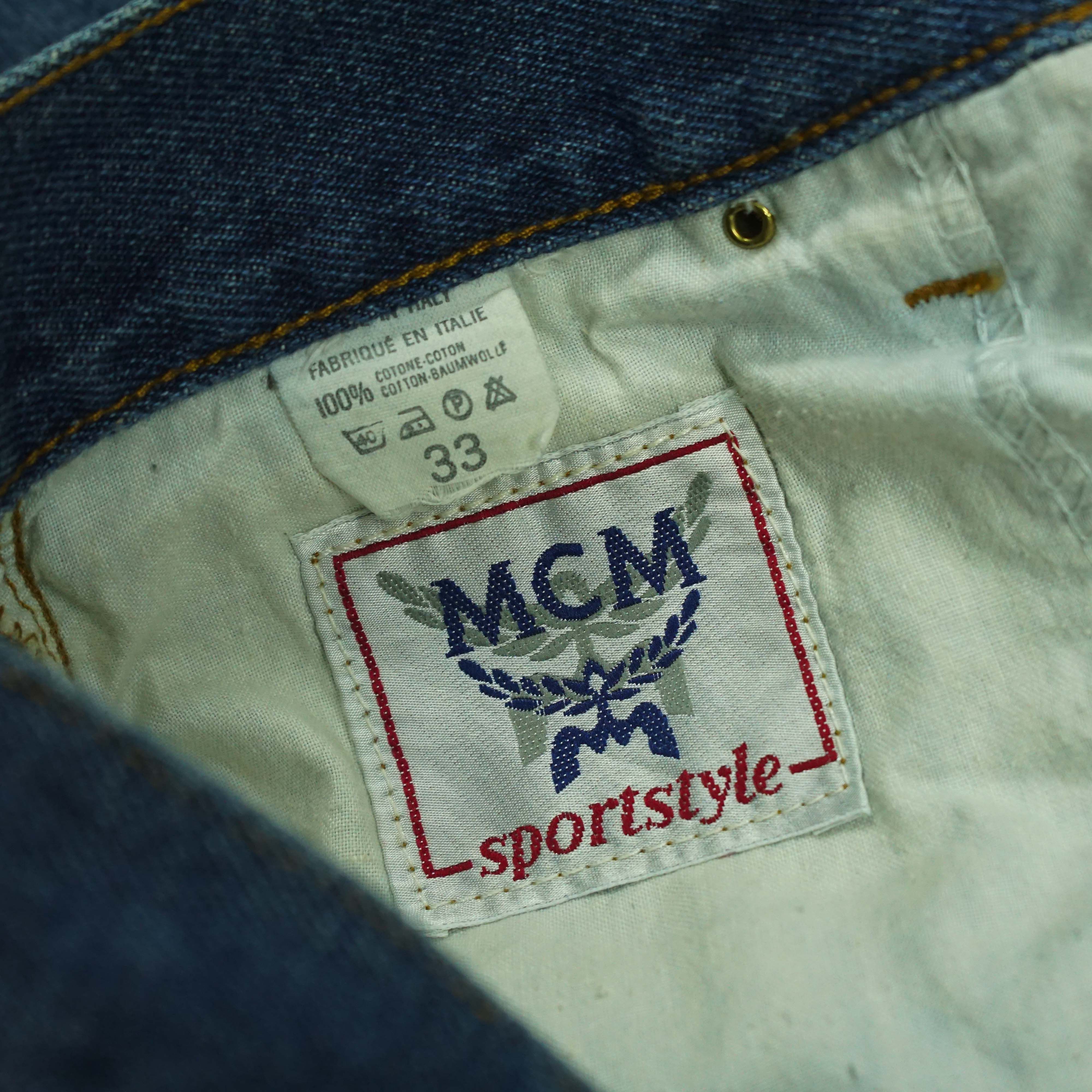 MCM × Vintage 90s MCM Studded Logo Denim Pants Size US 31 - 11 Thumbnail