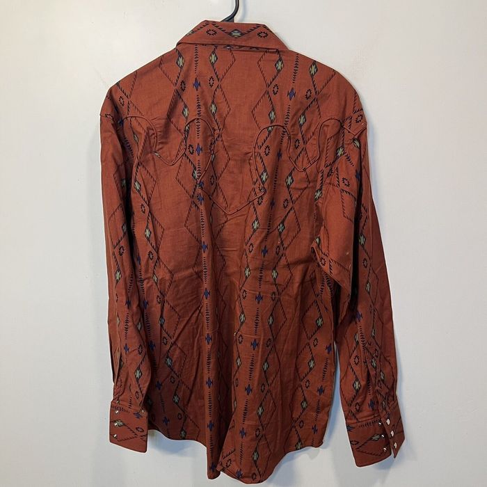 Vintage Wrangler Brushpopper Western Shirt Red Black Aztec | Grailed