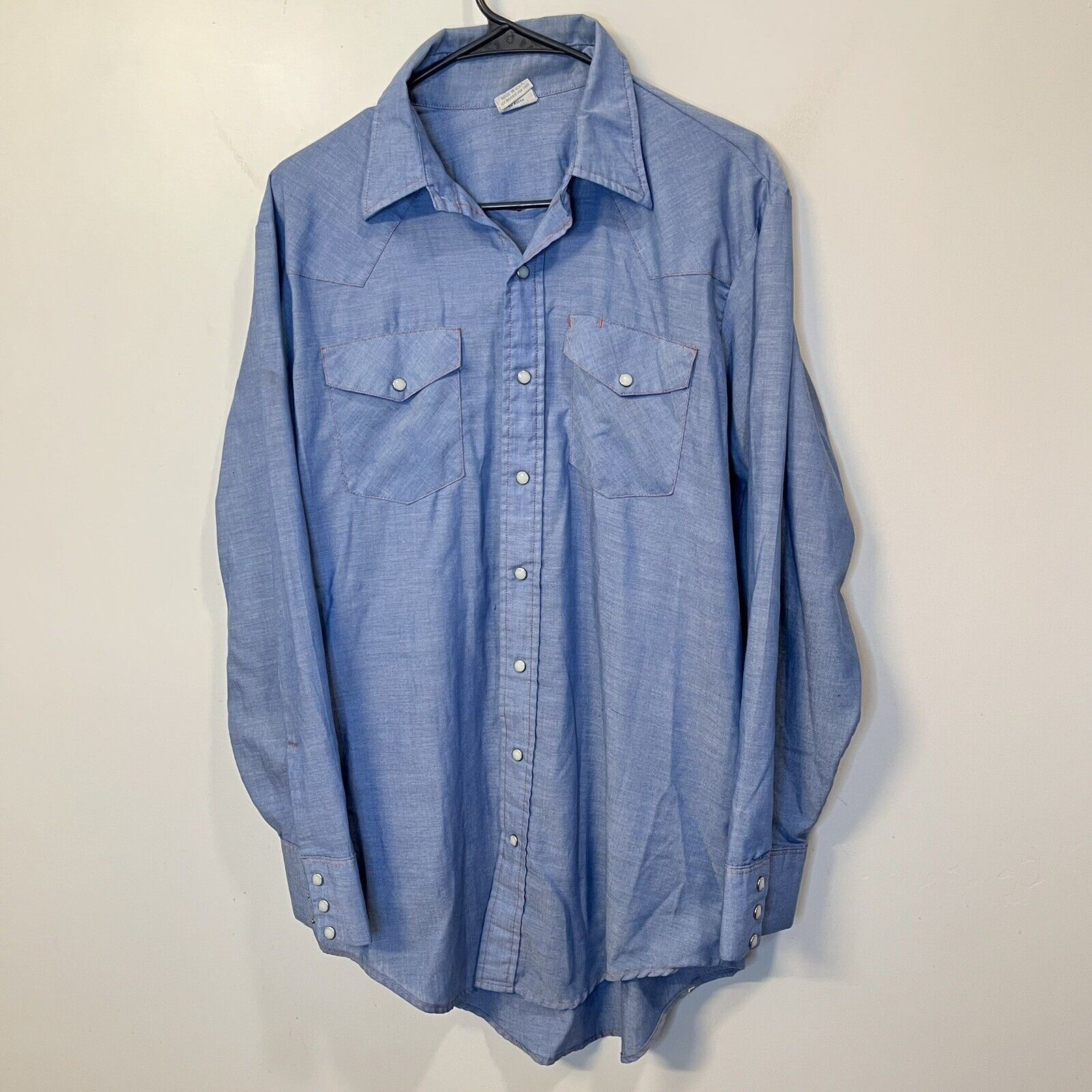 Vintage Prentiss Shirt Adult Large Blue Pearl Snap Western Chambray ...