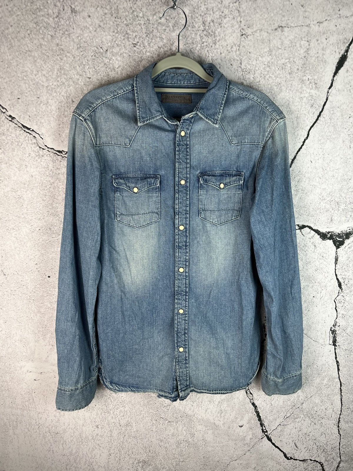 AllSaints denim button up shirt