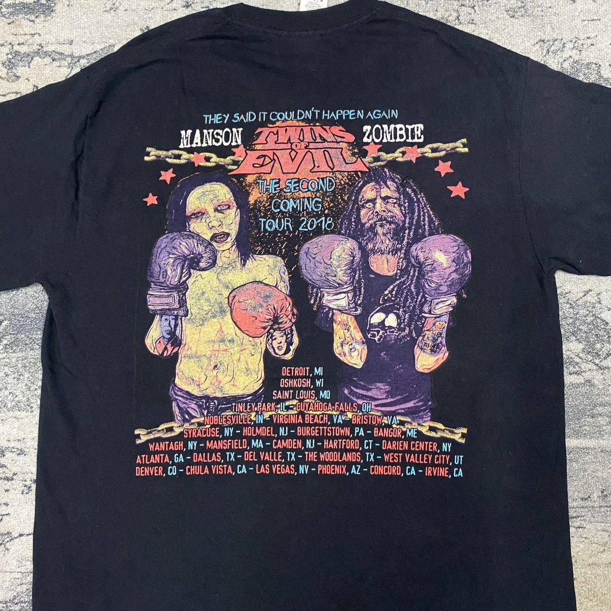 Band Tees × Marilyn Manson Vintage Marilyn Manson x Rob Zombie Metal Tour Band Tees Size US M / EU 48-50 / 2 - 6 Thumbnail