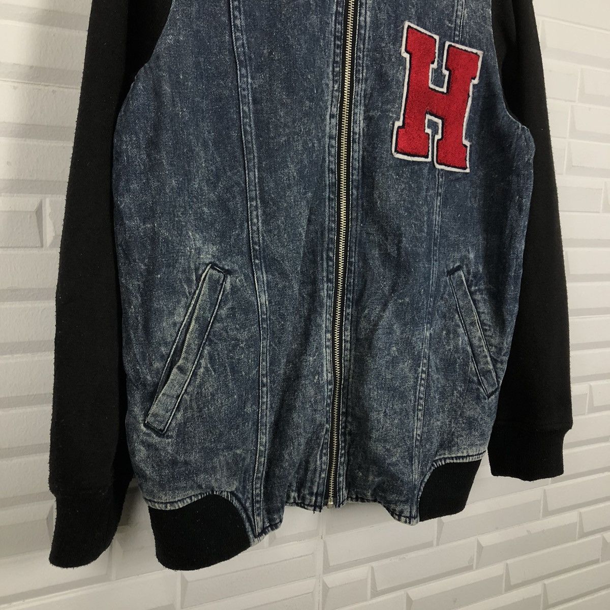 Japanese Brand VINTAGE DENIM VARSITY JACKET BIG LOGO BROWNY Size US M / EU 48-50 / 2 - 4 Thumbnail