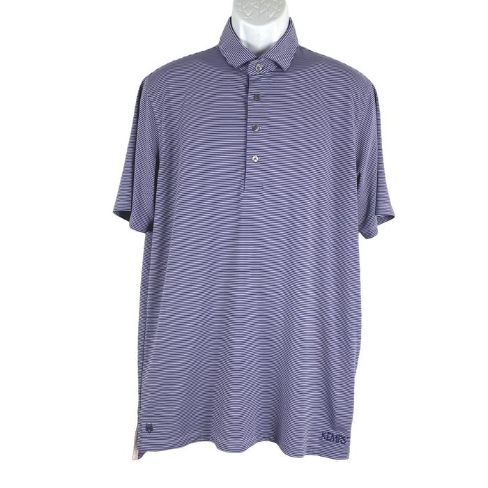 Vintage Greyson Polo Shirt Golf Short Sleeve Blue Striped Kemps Stretch ...