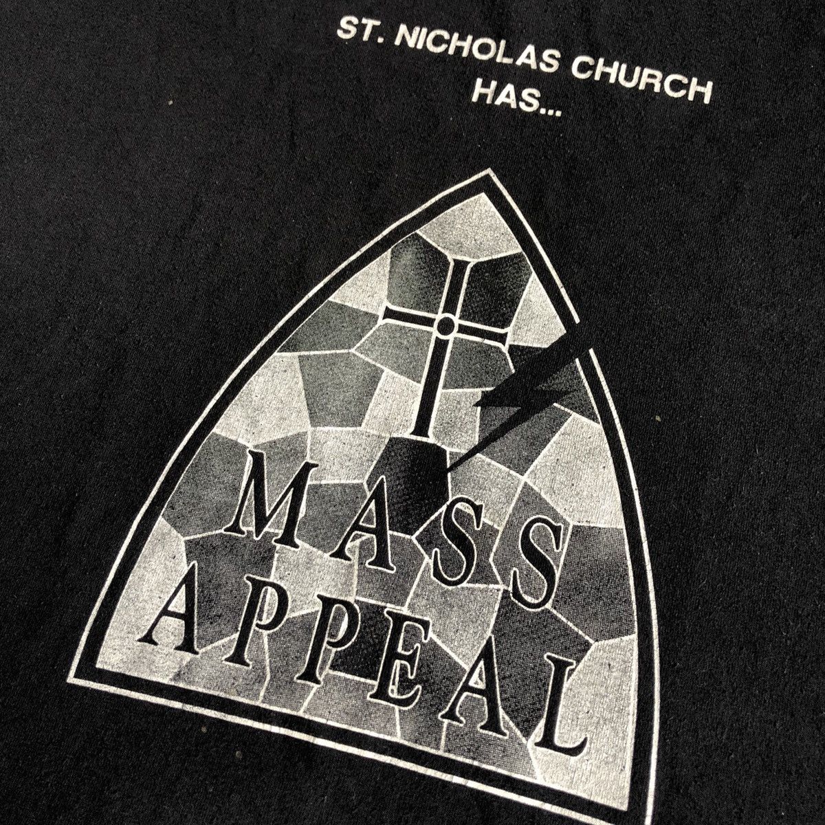 Vintage Vintage 1990s St Nicholas Church Mass Appeal Shield Logo Tee Size US XL / EU 56 / 4 - 6 Thumbnail