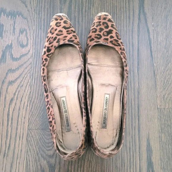 Manolo Blahnik Lee Leopard Suede Tapered-Toe Ballet Flats Comfy Fall Spring Size US 10 / IT 40 - 9 Thumbnail
