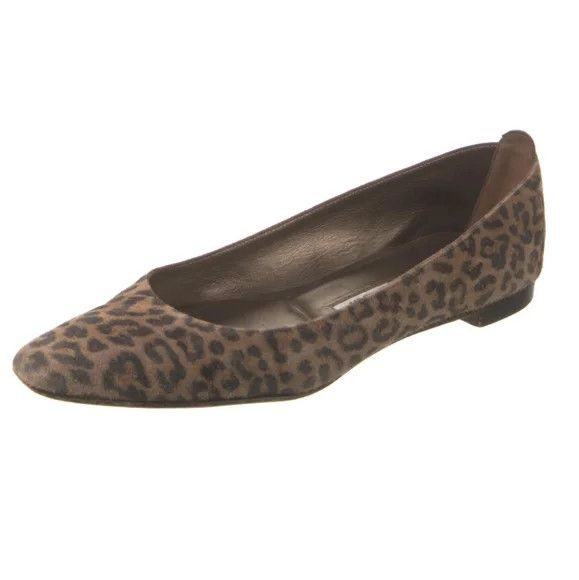 Manolo Blahnik Lee Leopard Suede Tapered-Toe Ballet Flats Comfy Fall Spring Size US 10 / IT 40 - 4 Thumbnail