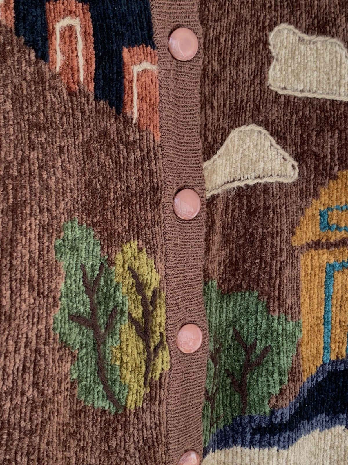 Japanese Brand Vintage Minon Printed Fleece Khaki Cardigan Sweater Size US M / EU 48-50 / 2 - 4 Thumbnail
