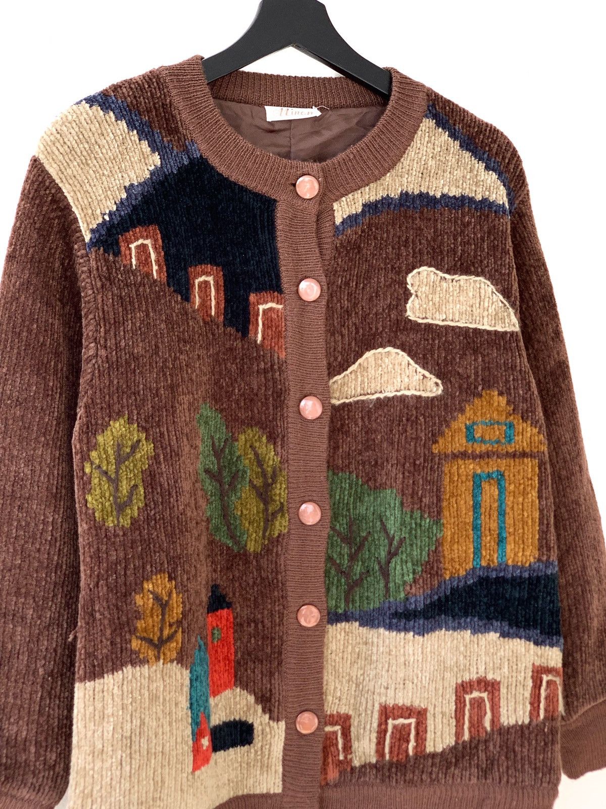 Japanese Brand Vintage Minon Printed Fleece Khaki Cardigan Sweater Size US M / EU 48-50 / 2 - 3 Thumbnail