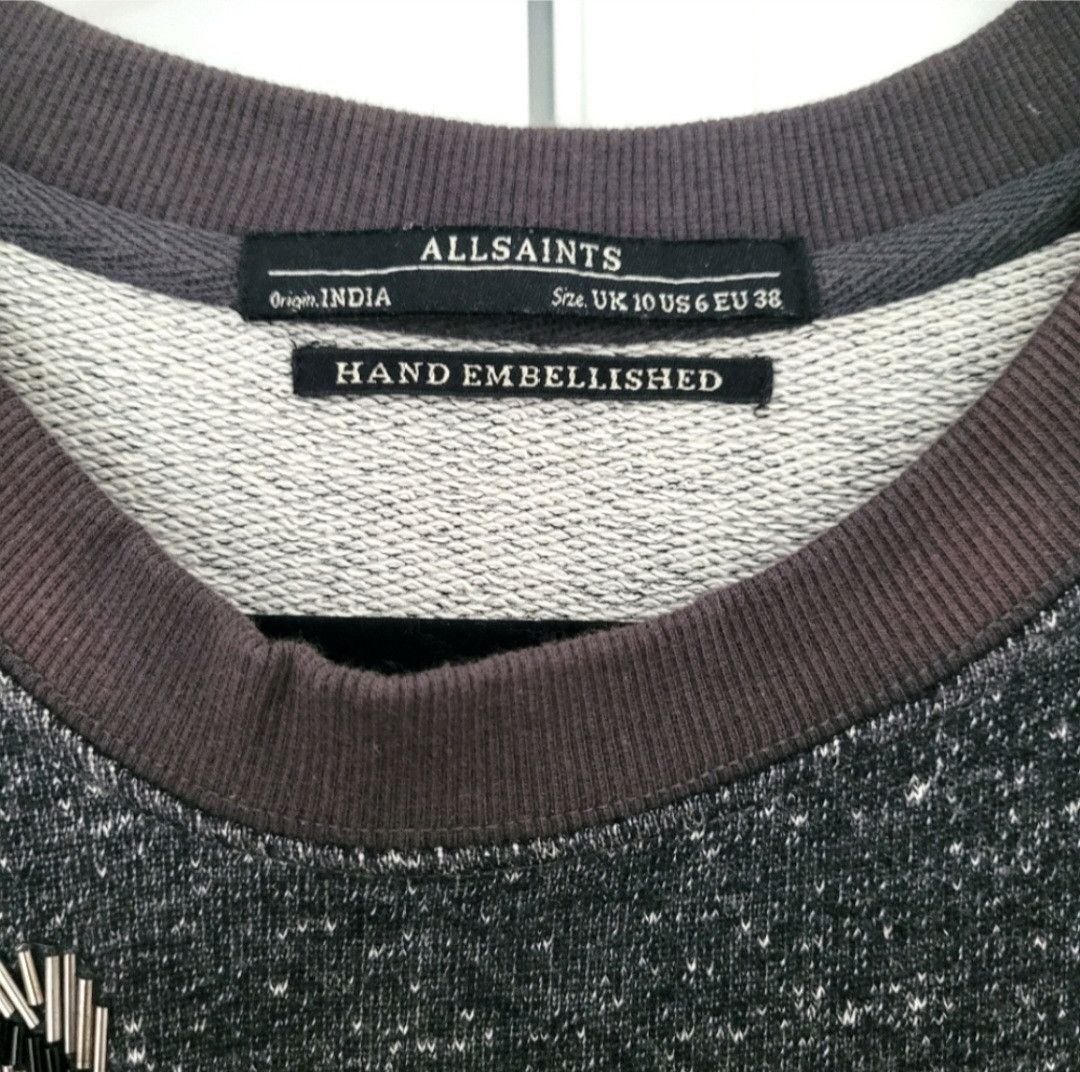 Allsaints Sleeveless Embellished Beaded Rose Sweater Scratch Vest Tank Size M / US 6-8 / IT 42-44 - 7 Thumbnail