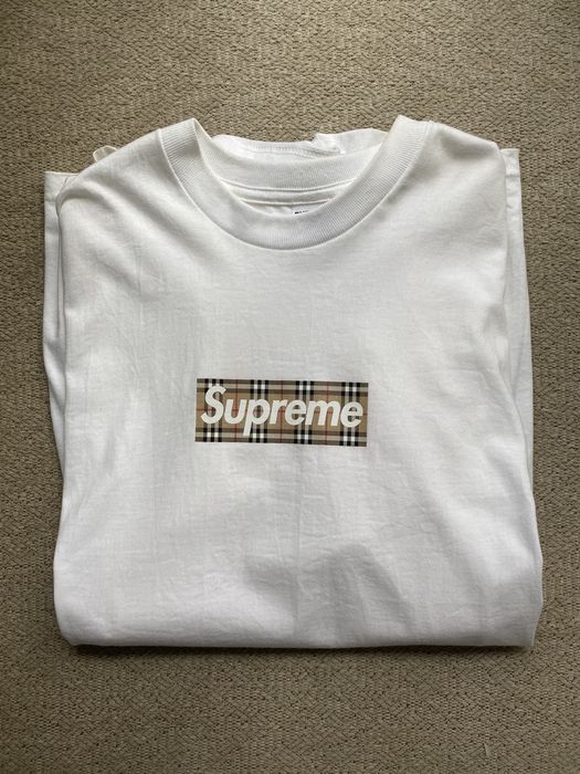 Supreme Supreme Burberry box logo tee Size Medium White NDS shirt