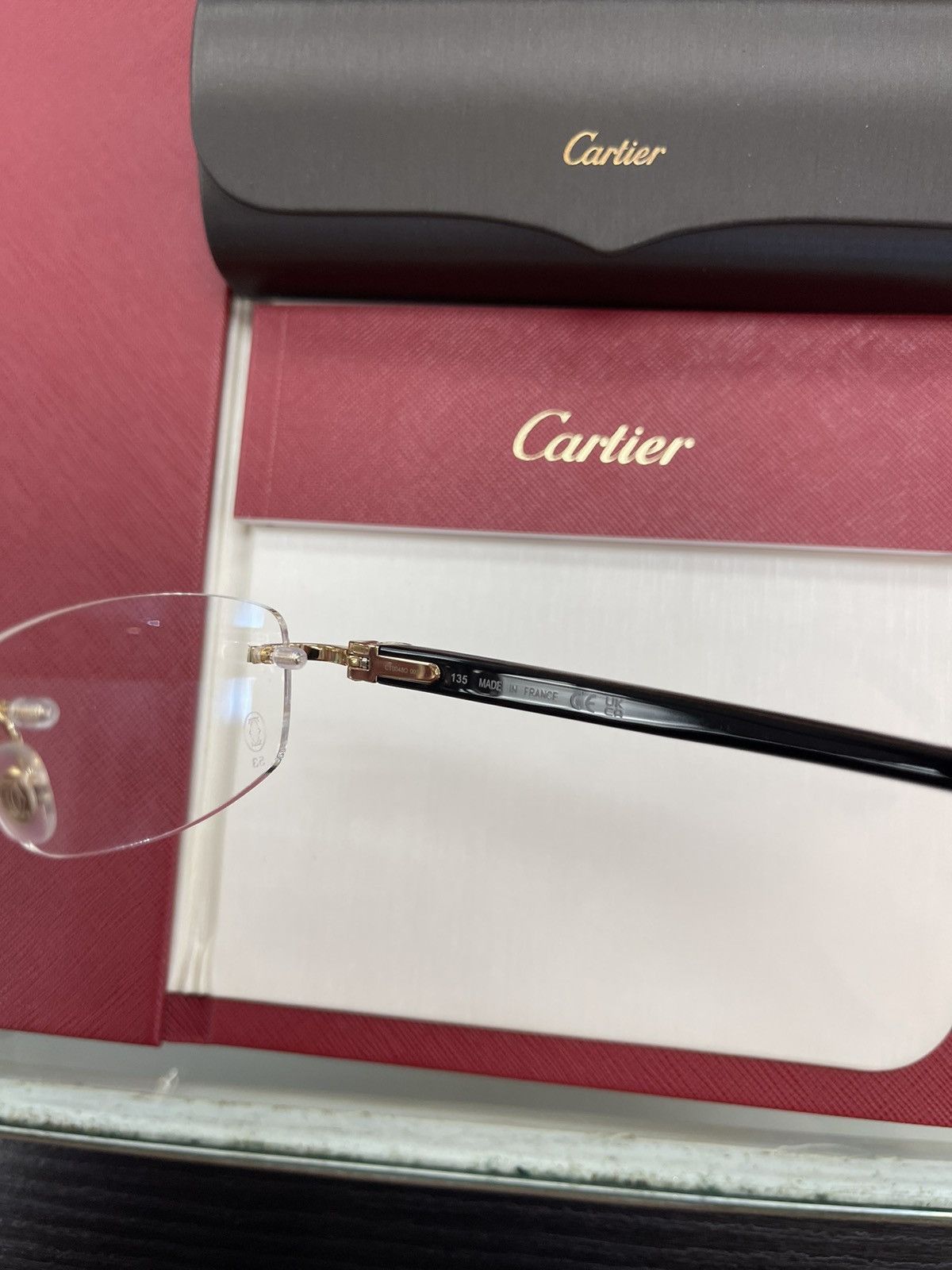 Cartier NEW Cartier Gold C Decor Rimless Eyeglasses Glasses Size ONE SIZE - 4 Thumbnail
