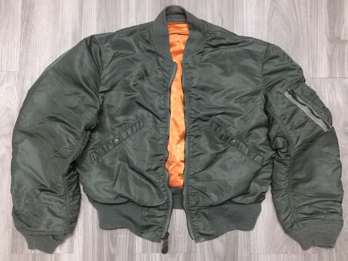 image of Alpha Industries x Military Vintage Usaf L2B Flight Jacket Nam War Size Small in Olive Green, Men's