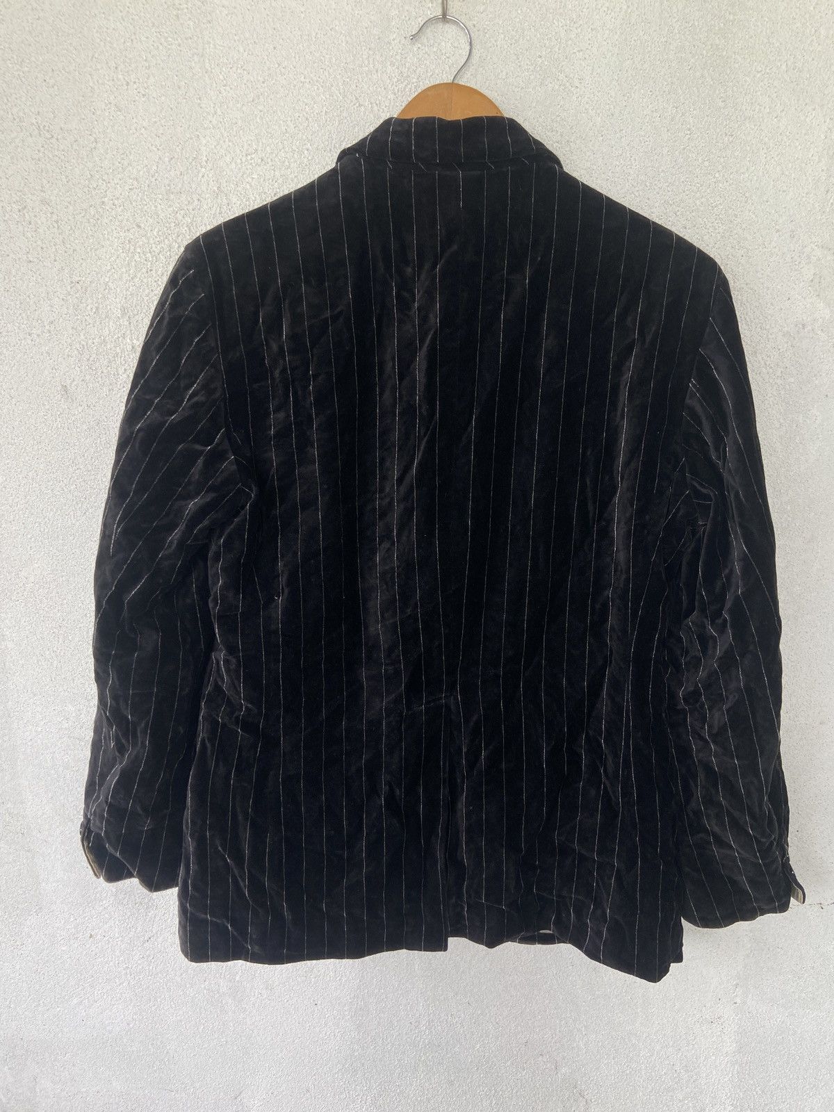 Japanese Brand Vintage PPFM Striped Black Velvet Blazer Jacket Size US M / EU 48-50 / 2 - 2 Thumbnail