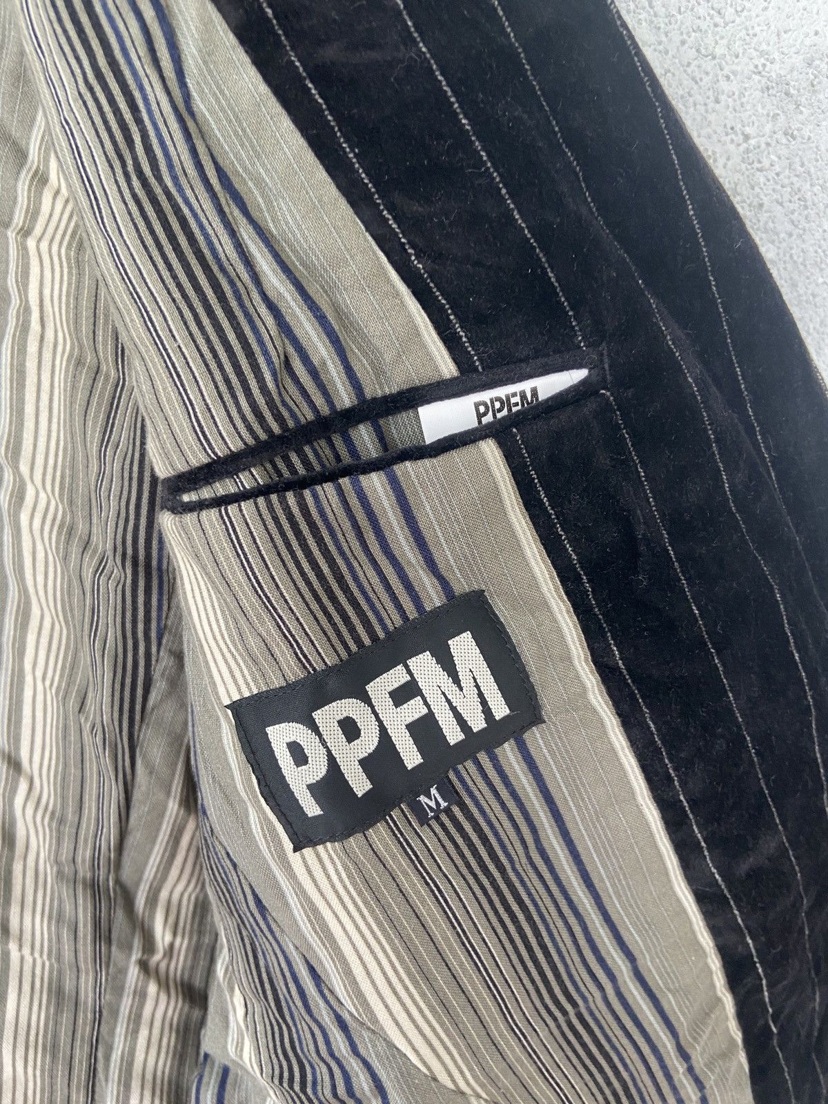 Japanese Brand Vintage PPFM Striped Black Velvet Blazer Jacket Size US M / EU 48-50 / 2 - 5 Thumbnail