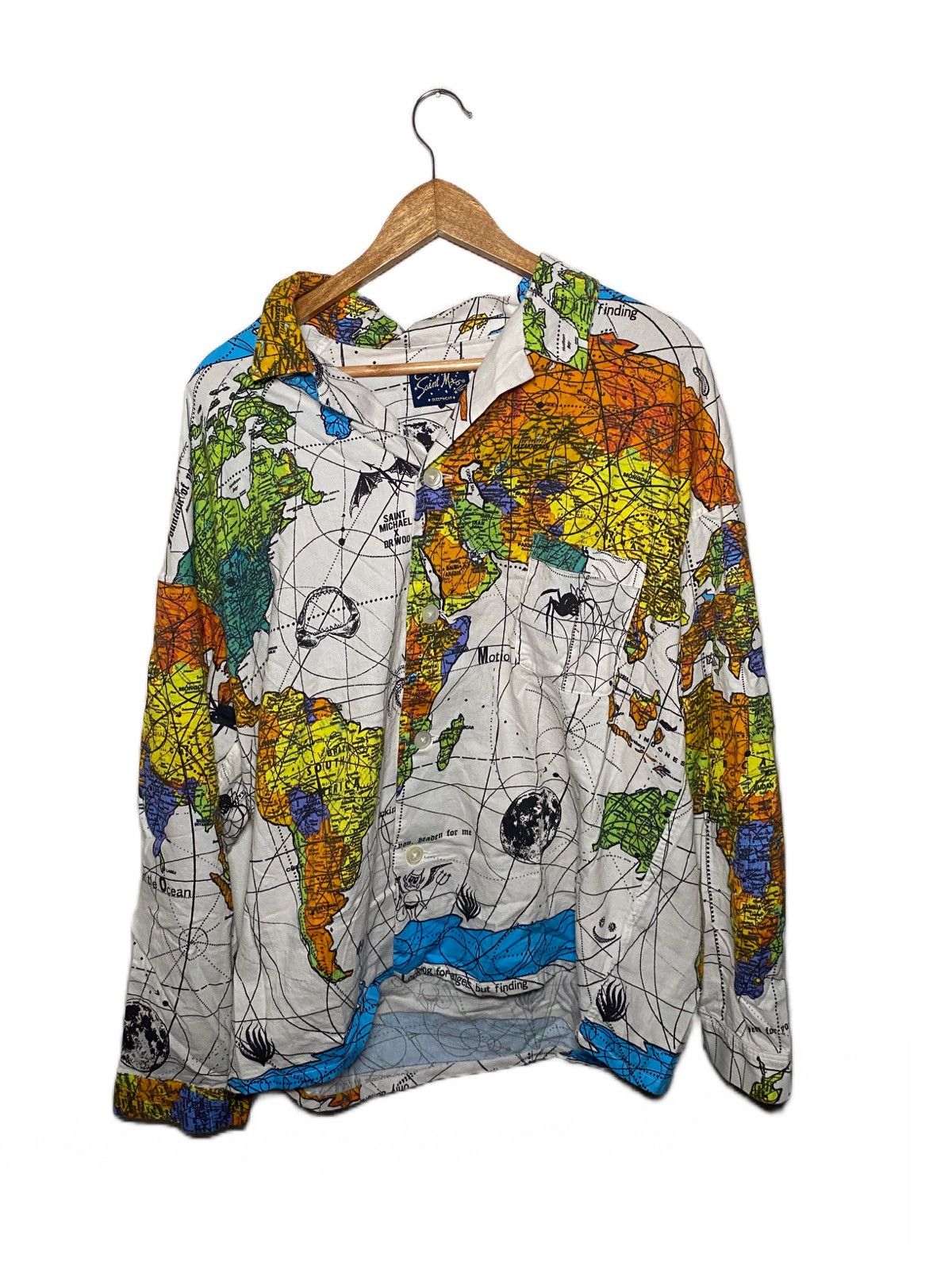 image of Saint Michael X Dr Woo Button Up in Globe, Men's (Size Large)