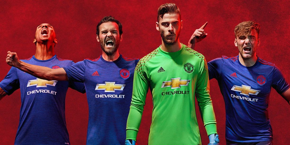 Adidas 2016 2017 Manchester United Adidas Away Kit Soccer Jersey MU Size US L / EU 52-54 / 3 - 2 Thumbnail