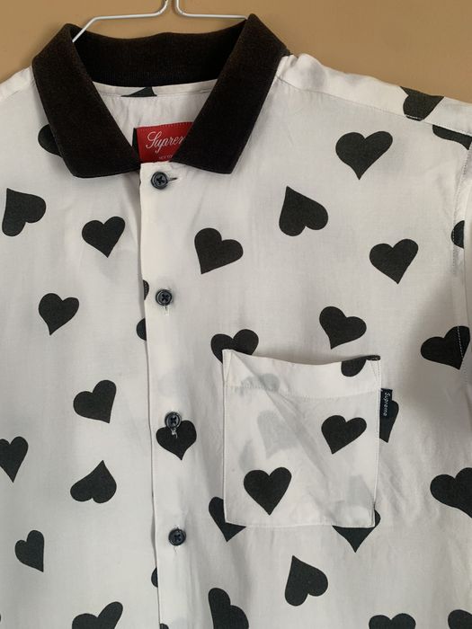 Supreme Supreme Hearts Rayon Button Up Shirt SS17 White | Grailed