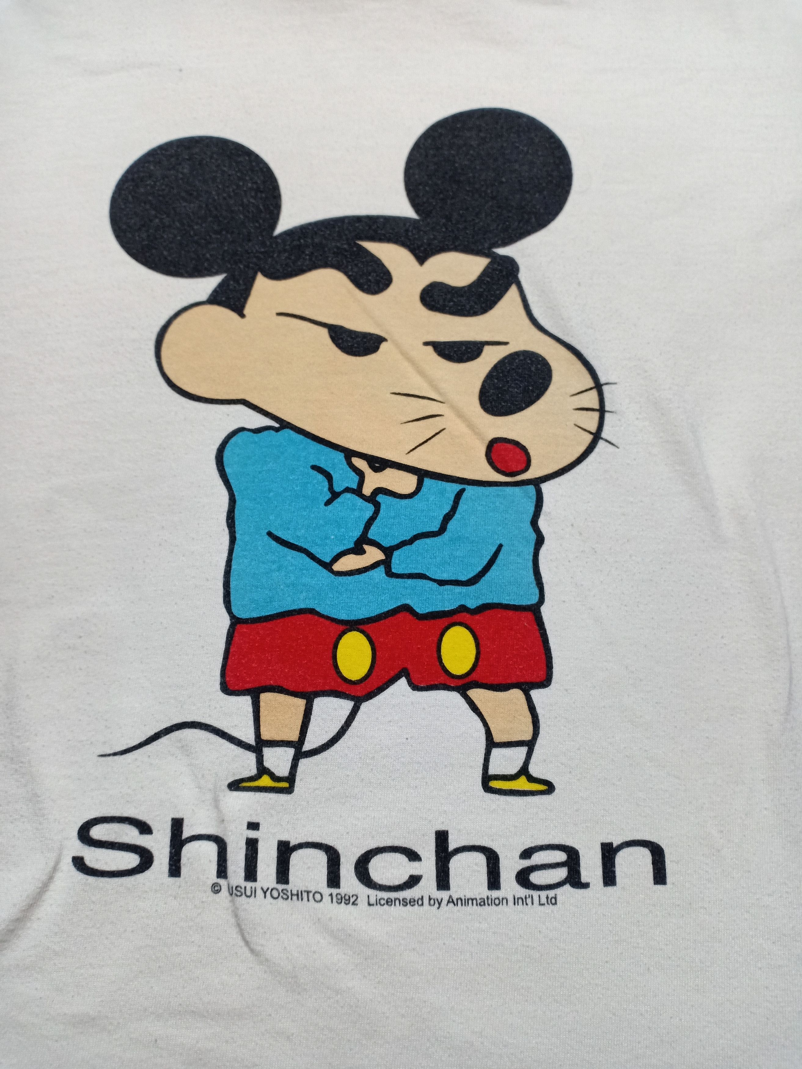 image of Anima x Comics 90's Shin Chan 1992 Anime Funny Japanese Cartoon Tee in White, Men's (Size Medium)