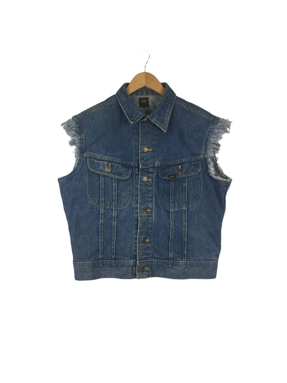 Lee Vintage Lee Denim Frayed Sleeveless Jacket Boho Bohemian Size US M / EU 48-50 / 2 - 1 Thumbnail