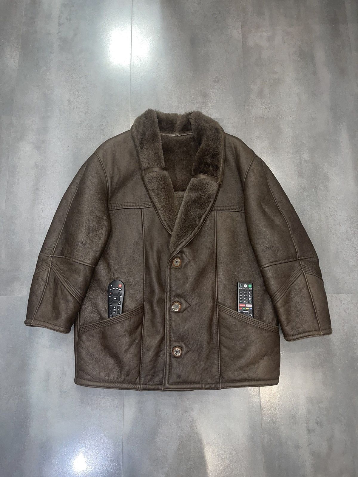 Leather Archive Marco Confezioni Shearling Brown Leather Jacket Size US L / EU 52-54 / 3 - 1 Thumbnail