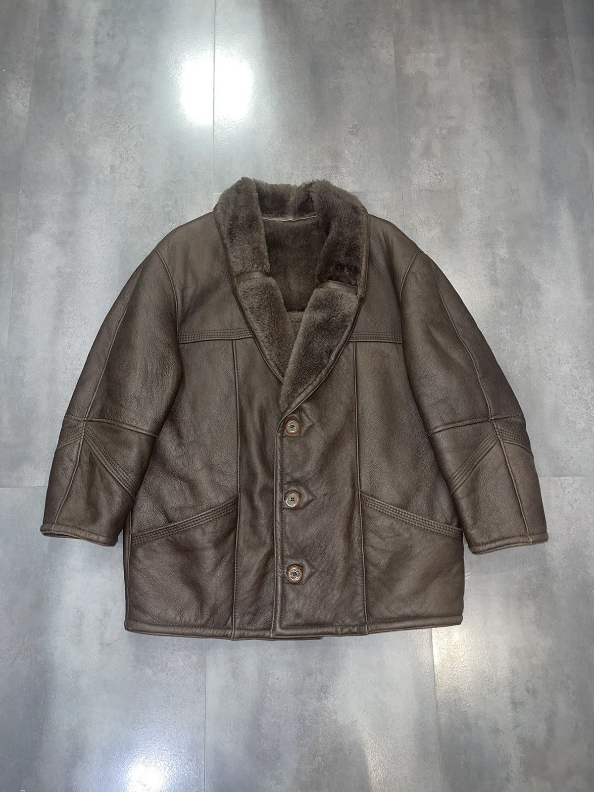 Leather Archive Marco Confezioni Shearling Brown Leather Jacket Size US L / EU 52-54 / 3 - 2 Thumbnail