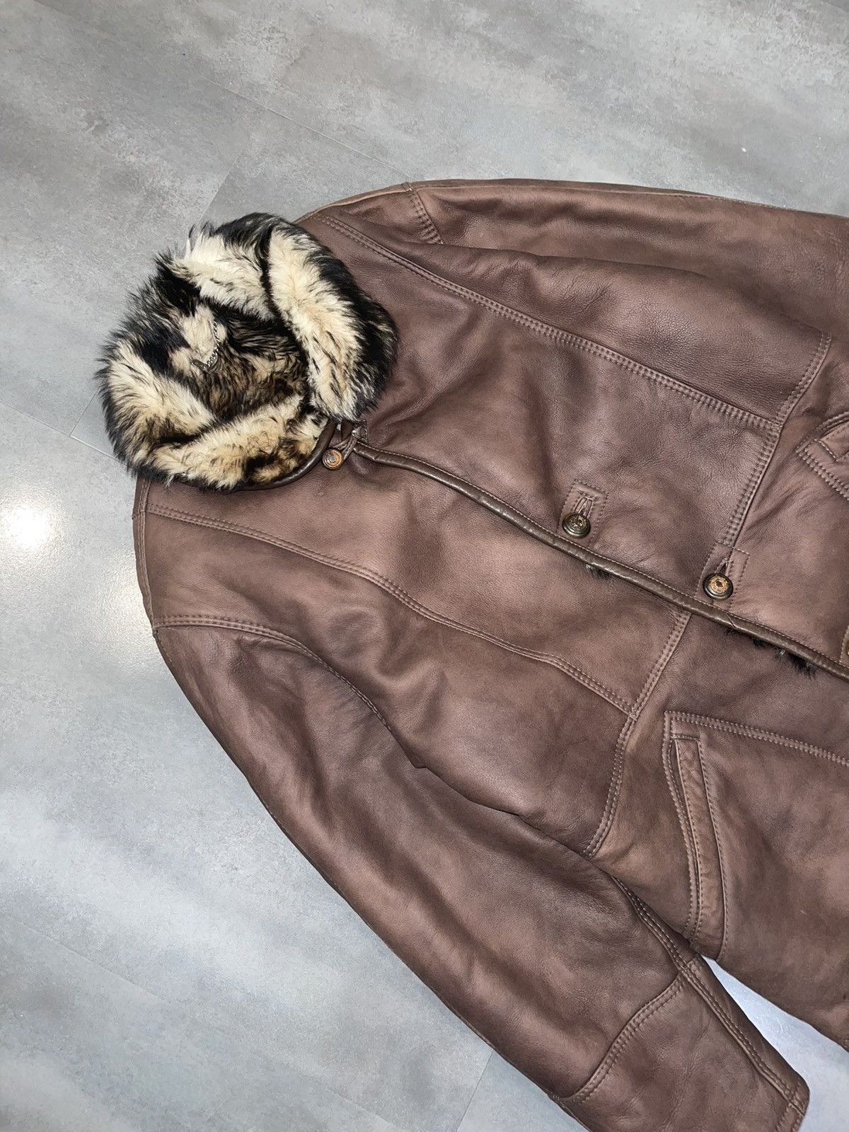 Gallotti Archive Galotti Fur Shearling Brown Leather Jacket Size US L / EU 52-54 / 3 - 5 Thumbnail