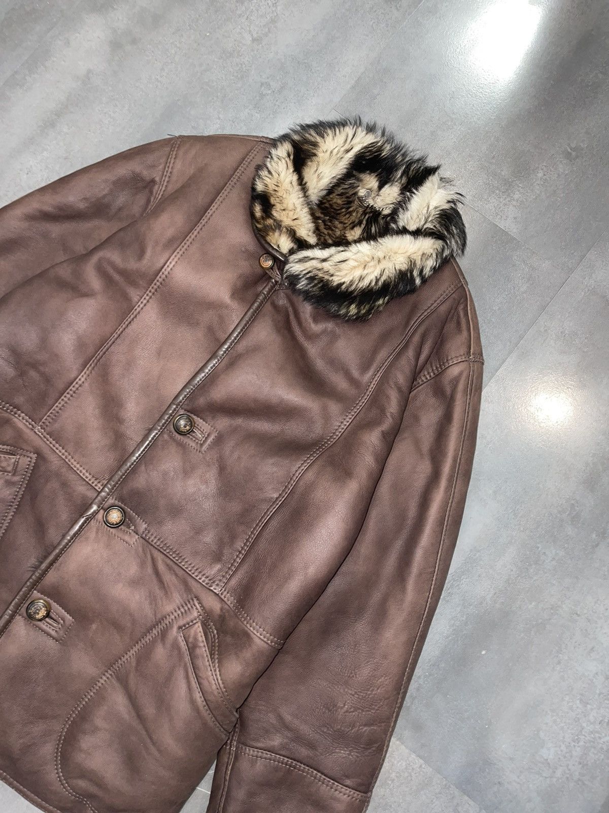 Gallotti Archive Galotti Fur Shearling Brown Leather Jacket Size US L / EU 52-54 / 3 - 4 Thumbnail