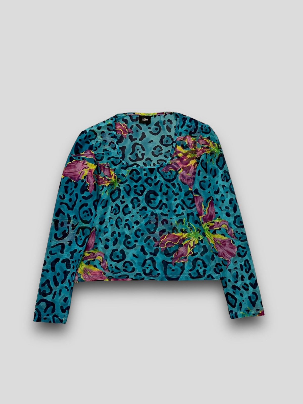 Versace Versace Abstract Floral Print Turqois Longsleeve Mesh Size US M / EU 48-50 / 2 - 1 Thumbnail