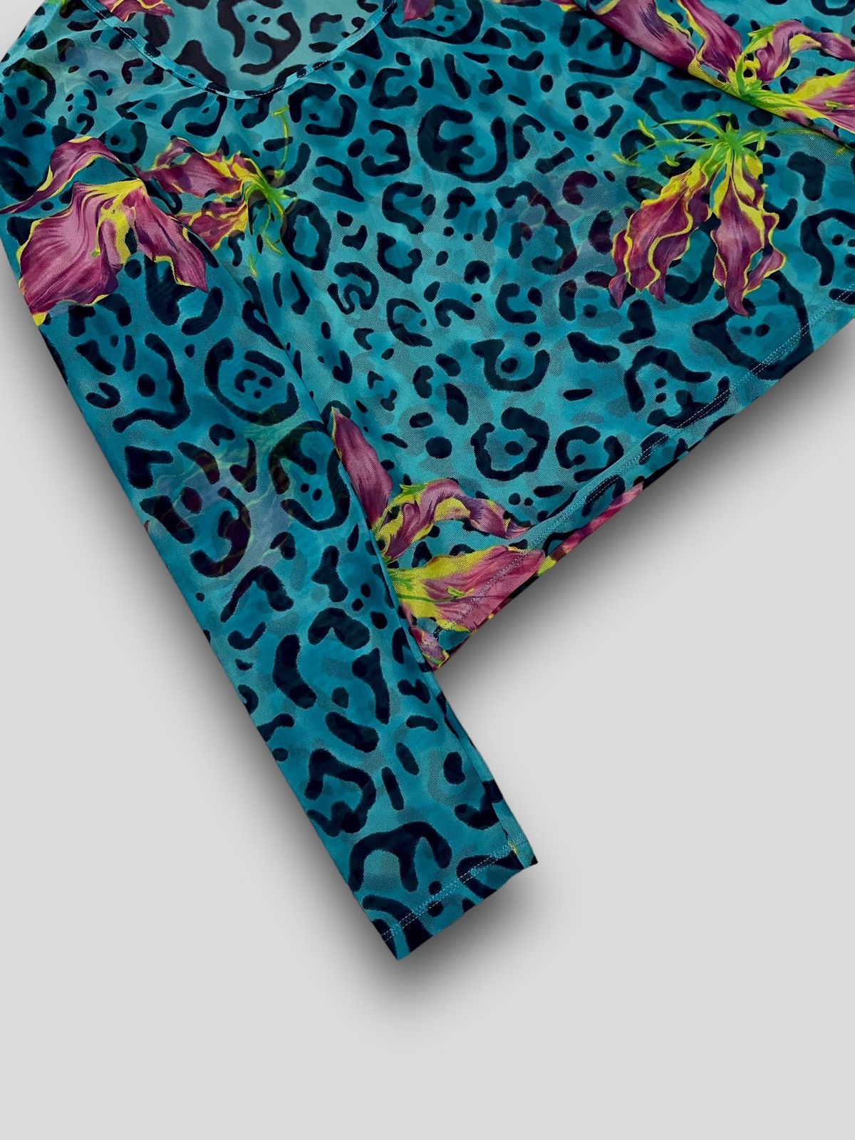 Versace Versace Abstract Floral Print Turqois Longsleeve Mesh Size US M / EU 48-50 / 2 - 4 Thumbnail