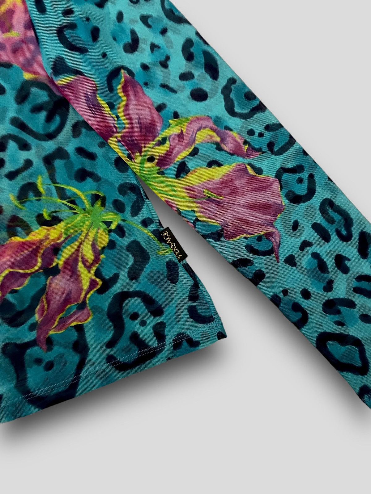 Versace Versace Abstract Floral Print Turqois Longsleeve Mesh Size US M / EU 48-50 / 2 - 9 Thumbnail
