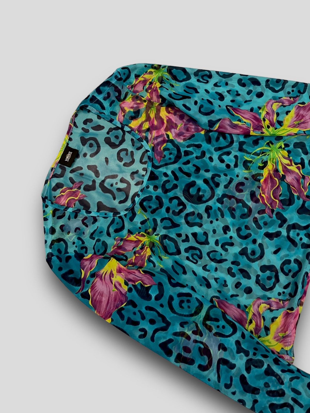 Versace Versace Abstract Floral Print Turqois Longsleeve Mesh Size US M / EU 48-50 / 2 - 5 Thumbnail