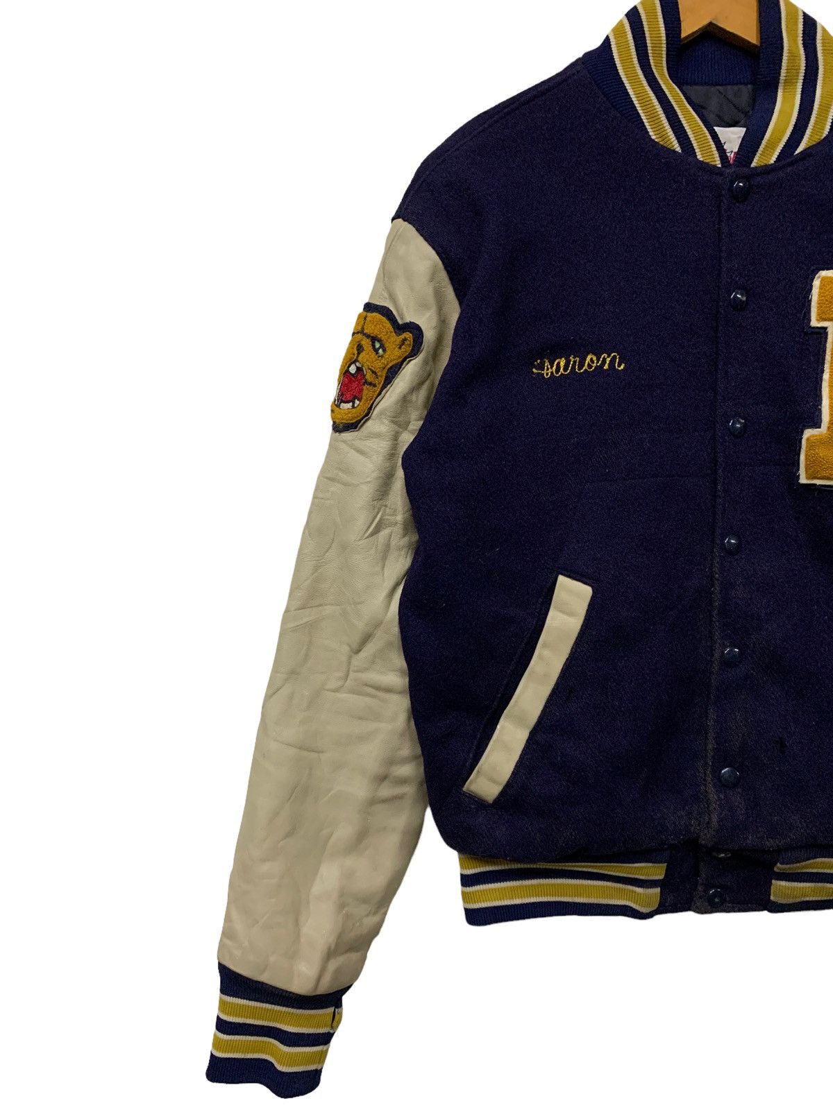 Vintage 🔥VTG 80S MELVILLE DE WITT PANTHERS VARSITY JACKET Size US L / EU 52-54 / 3 - 6 Thumbnail