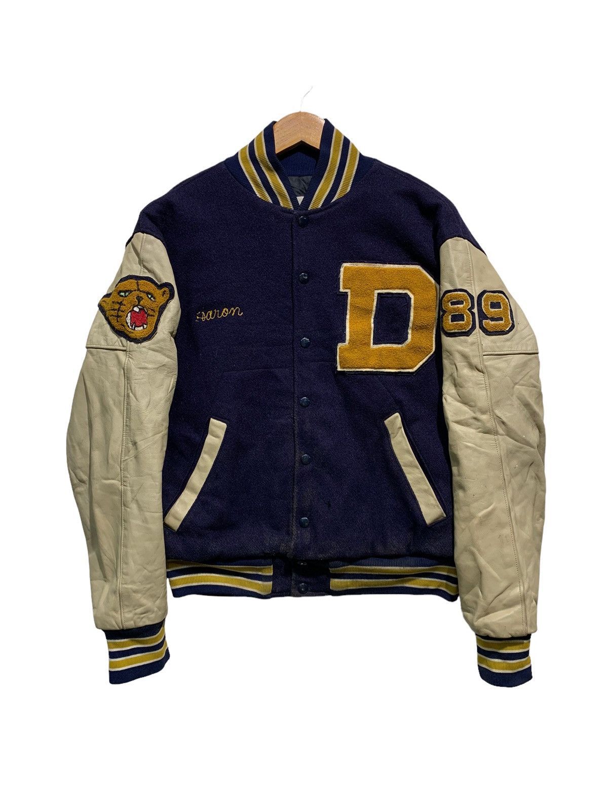 Vintage 🔥VTG 80S MELVILLE DE WITT PANTHERS VARSITY JACKET Size US L / EU 52-54 / 3 - 5 Thumbnail