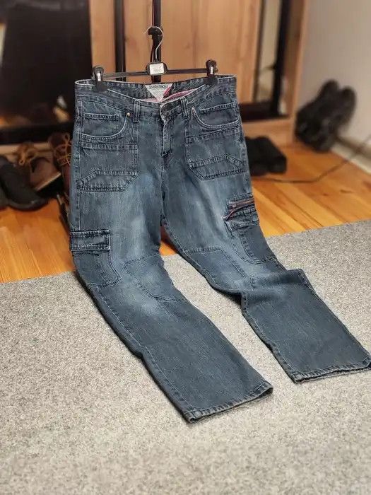 Japanese Brand Vintage 90's Japanese Denim Baggy Cargo Zip Jeans Y2K Style Size US 36 / EU 52 - 10 Thumbnail