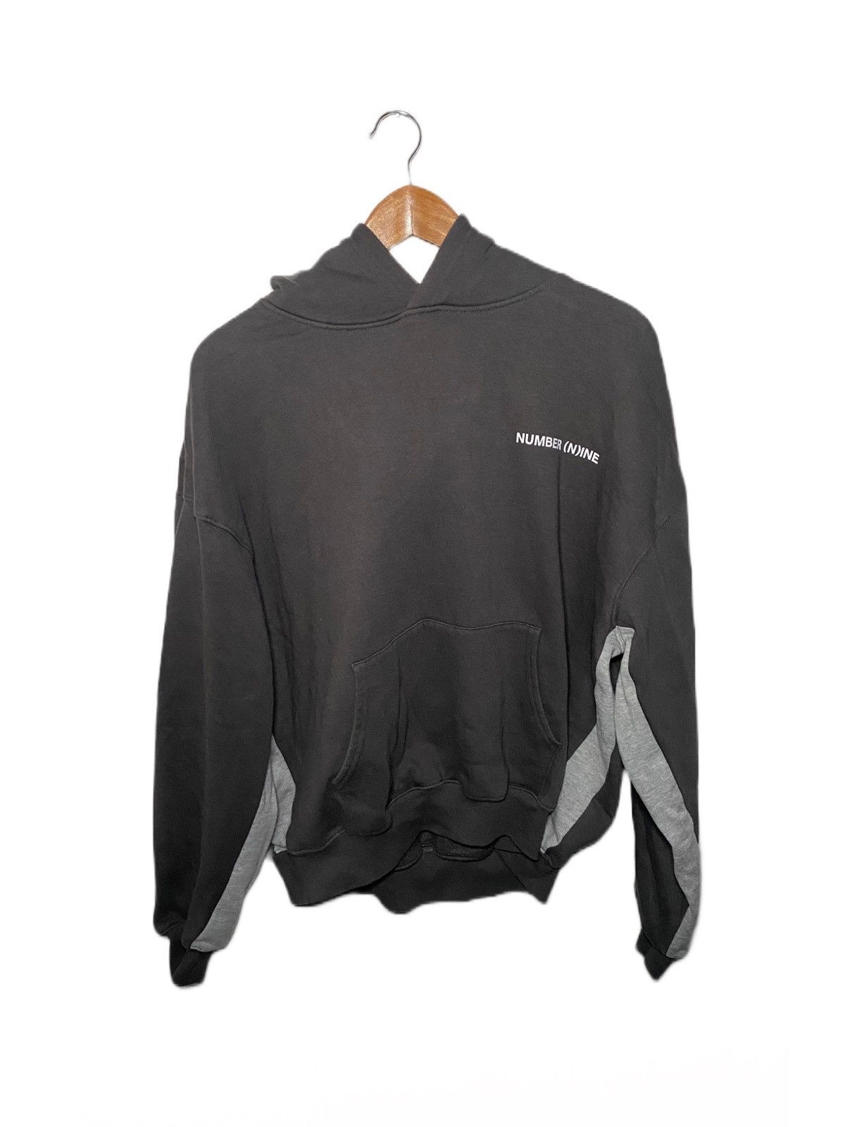 image of Number (N)Ine X Common Base Grey Hoodie, Men's (Size Large)