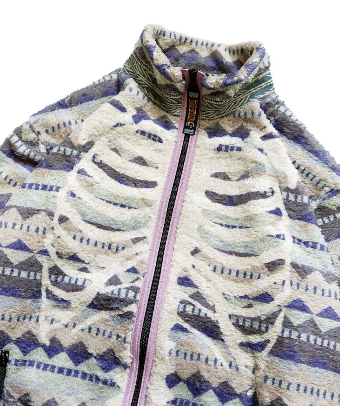 Kapital Kapital Ashram Stripe & BONE Pattern Fleece ZIP Blouson Size US XXL / EU 58 / 5 - 4 Thumbnail