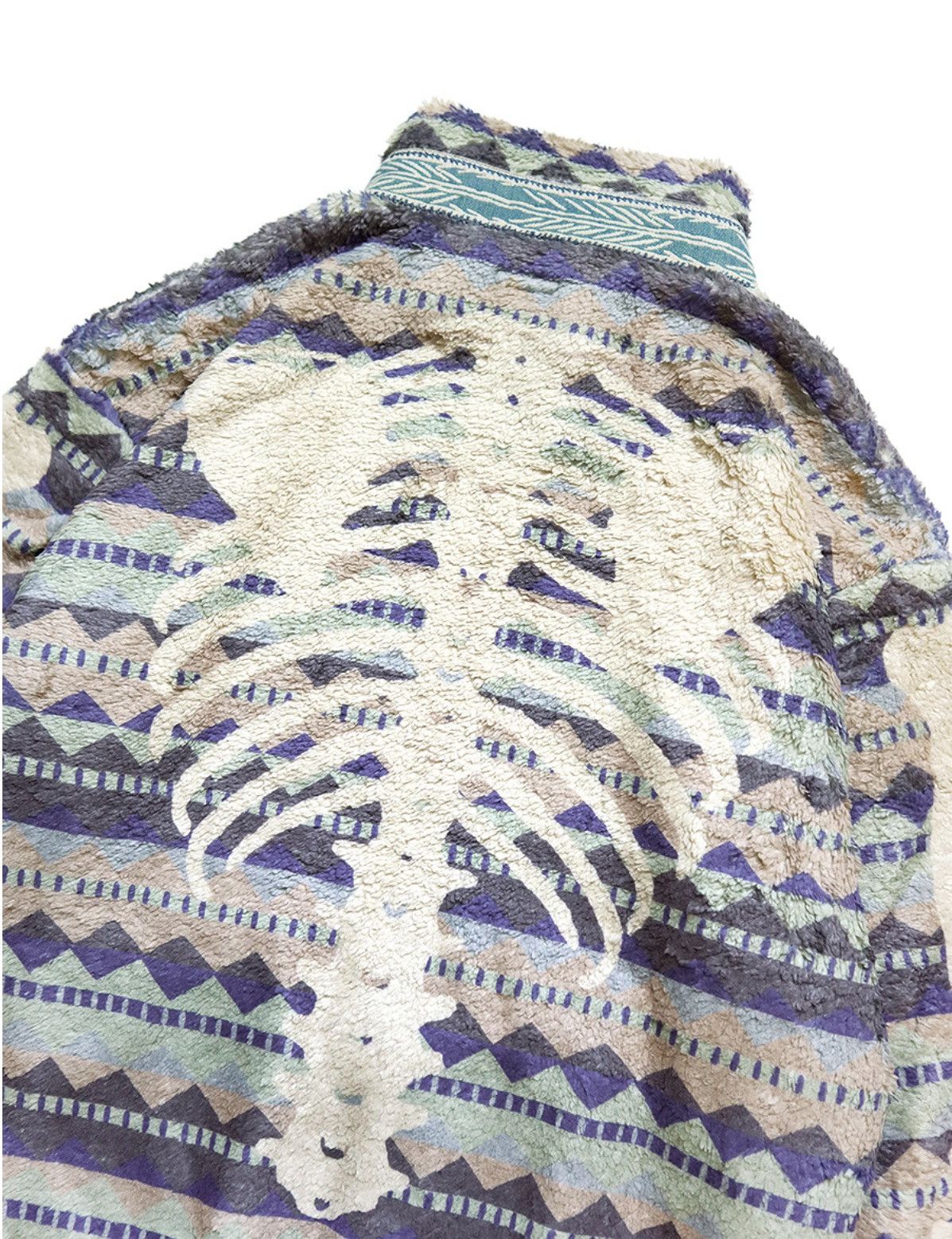 Kapital Kapital Ashram Stripe & BONE Pattern Fleece ZIP Blouson Size US XXL / EU 58 / 5 - 7 Thumbnail