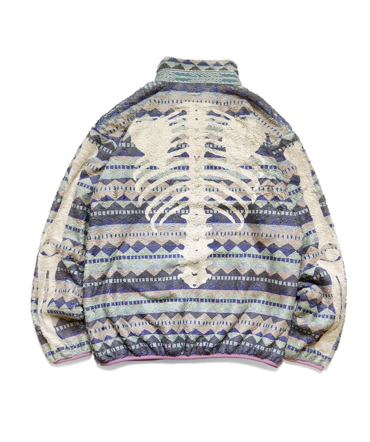Kapital Kapital Ashram Stripe & BONE Pattern Fleece ZIP Blouson Size US M / EU 48-50 / 2 - 3 Thumbnail