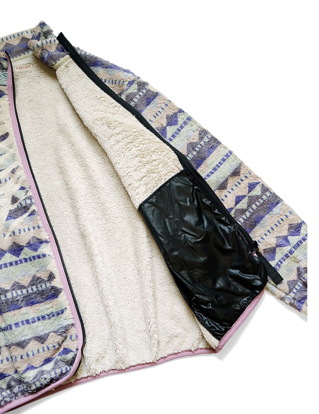 Kapital Kapital Ashram Stripe & BONE Pattern Fleece ZIP Blouson Size US M / EU 48-50 / 2 - 8 Thumbnail