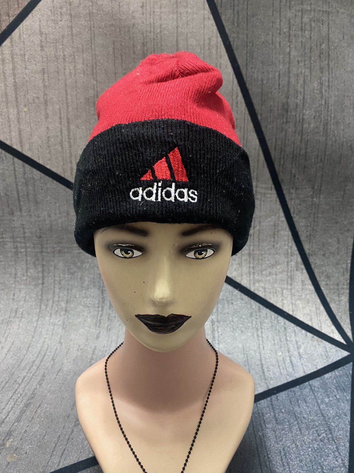 image of Vintage Adidas Small Embroidered Logo Short Beanie Hat, Men's