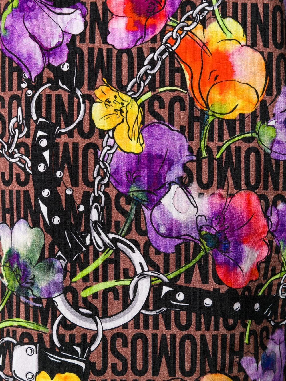 Moschino MOSCHINO Swim ALLOVER PRINTED LOGO T-Shirt in Floral&Straps Size US XS / EU 42 / 0 - 6 Thumbnail