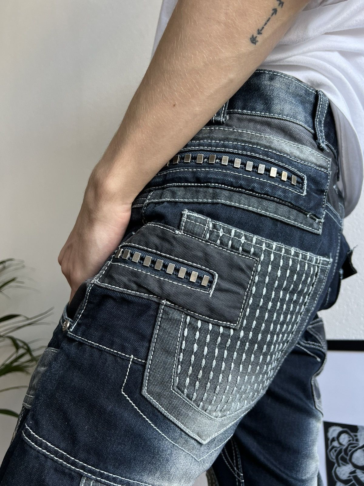 Japanese Brand × Vintage Vintage J Rag Multi-Pockets Faded Denim Cargo Pants/Jeans Size US 32 / EU 48 - 9 Thumbnail