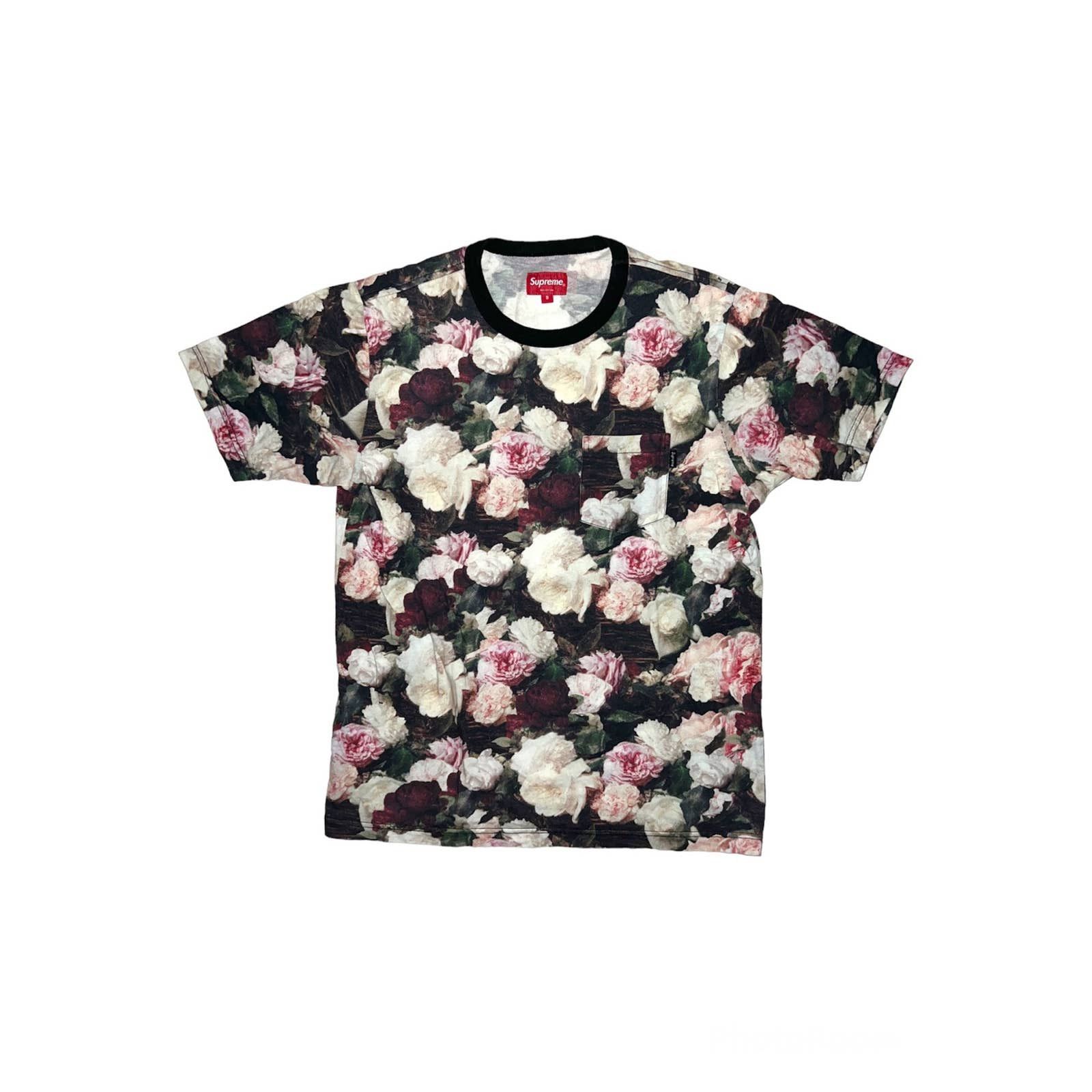 Image of Supreme Pcl Joy Division Floral Pocket Tee in Black, Men's (Size Small)