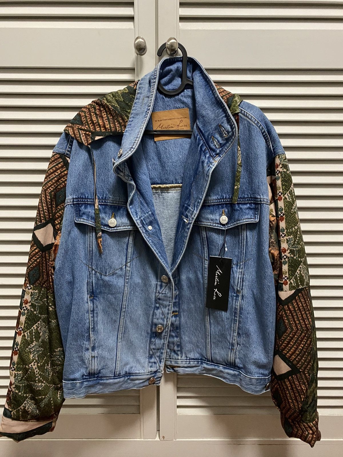 Martine Rose Martine Rose Contrast Sleeve Hooded Denim Jacket Blue Size US M / EU 48-50 / 2 - 1 Thumbnail