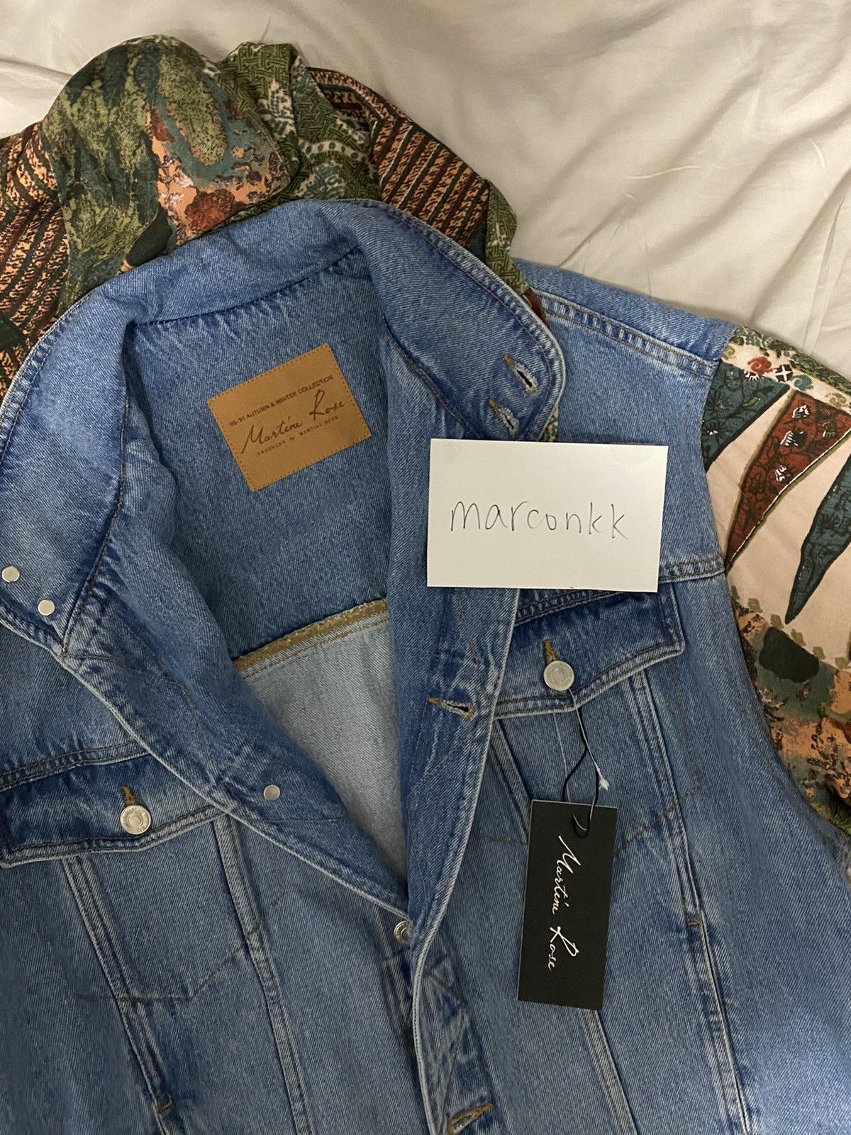 Martine Rose Martine Rose Contrast Sleeve Hooded Denim Jacket Blue Size US M / EU 48-50 / 2 - 3 Thumbnail
