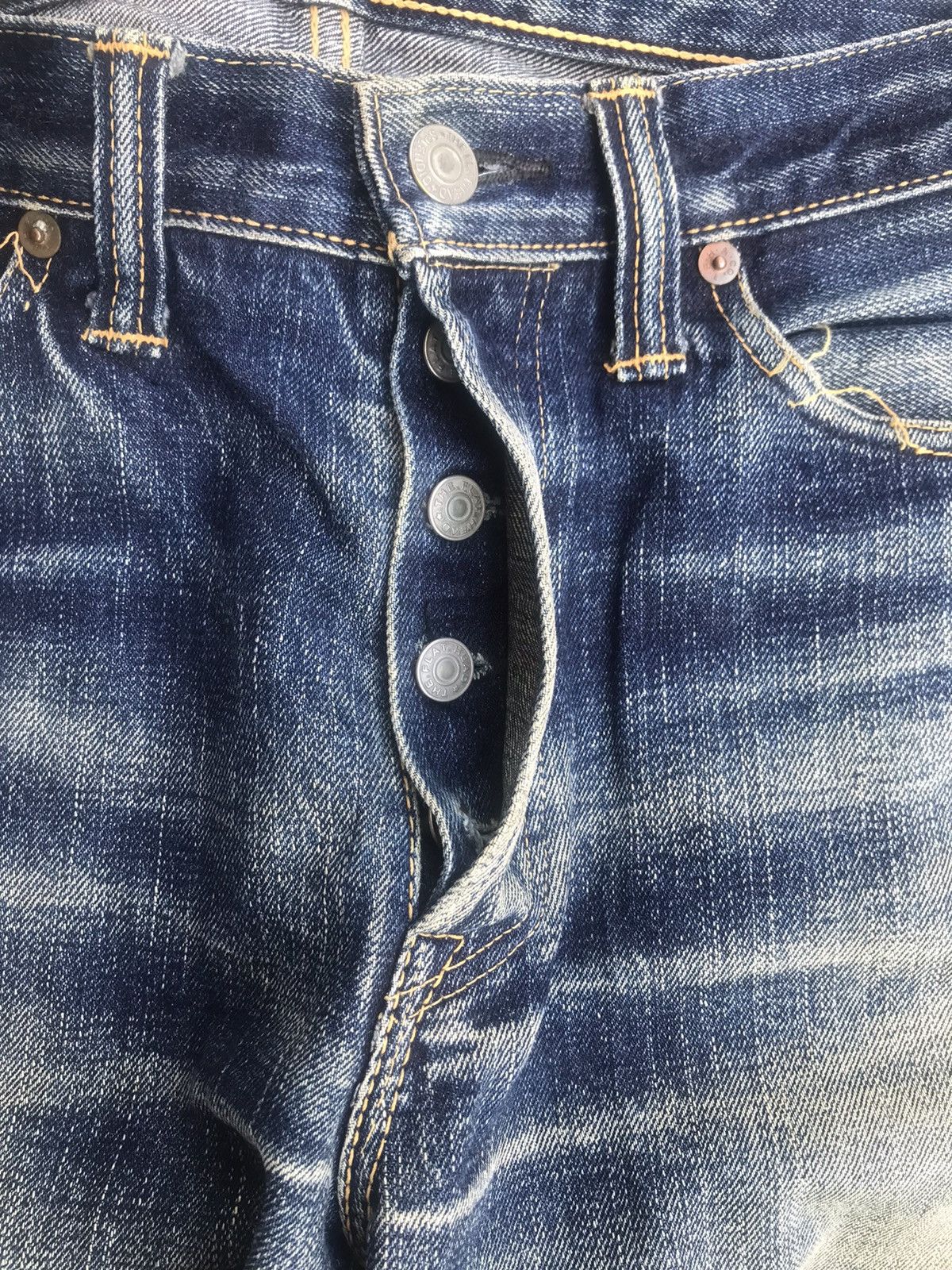 If Six Was Nine The Flat Head Selvedge Buttonfly Distressed Denim Size US 31 - 7 Thumbnail
