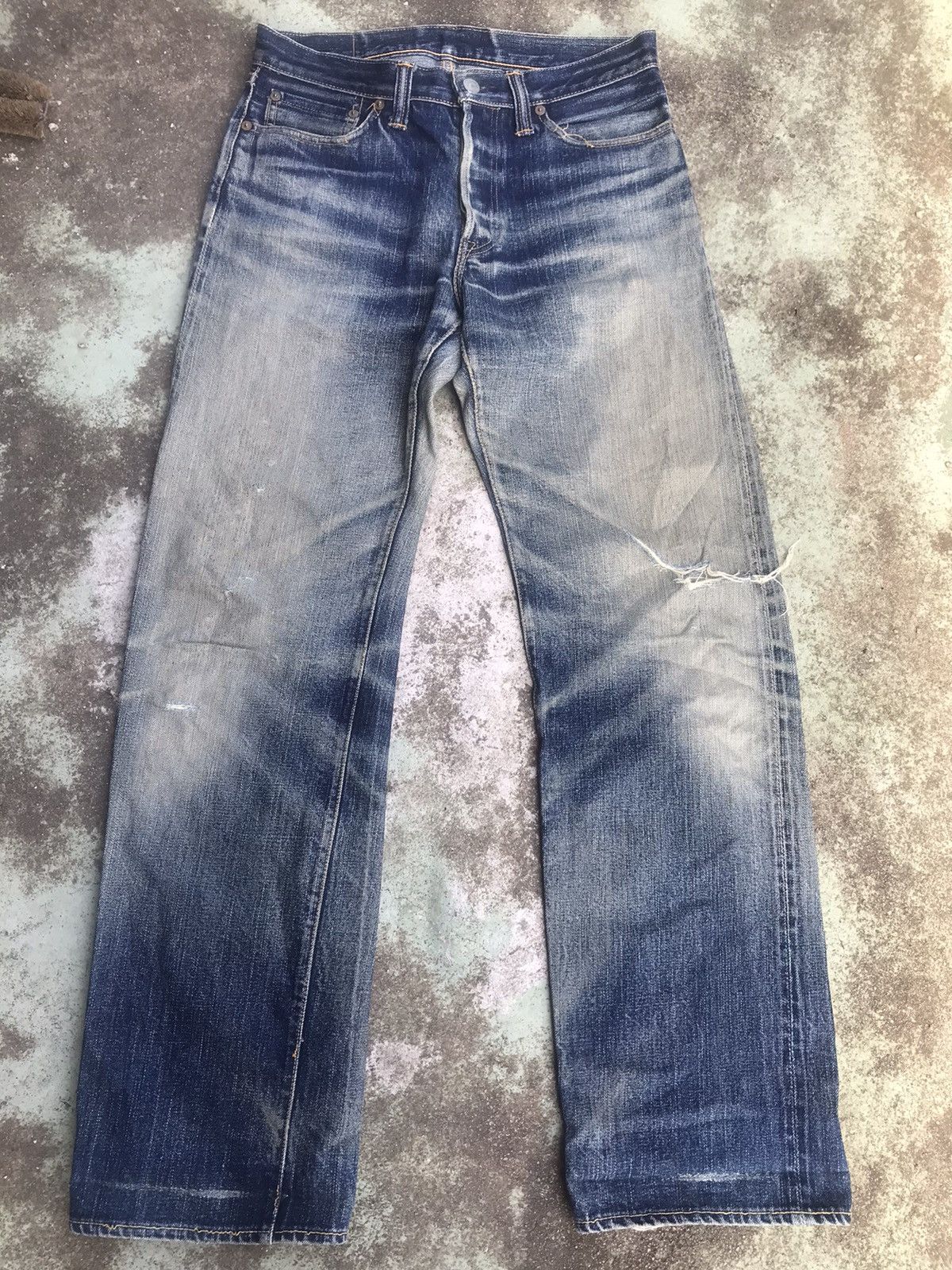 If Six Was Nine The Flat Head Selvedge Buttonfly Distressed Denim Size US 31 - 1 Thumbnail