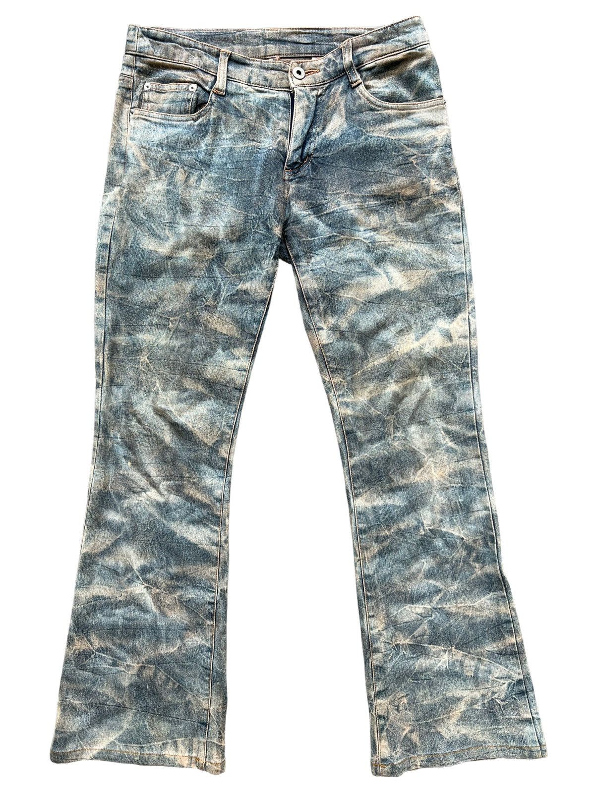 image of Archival Clothing x Beauty Beast Japanese Faded Distressed Denim Camo Jeans 30X29 in Blue, Women's