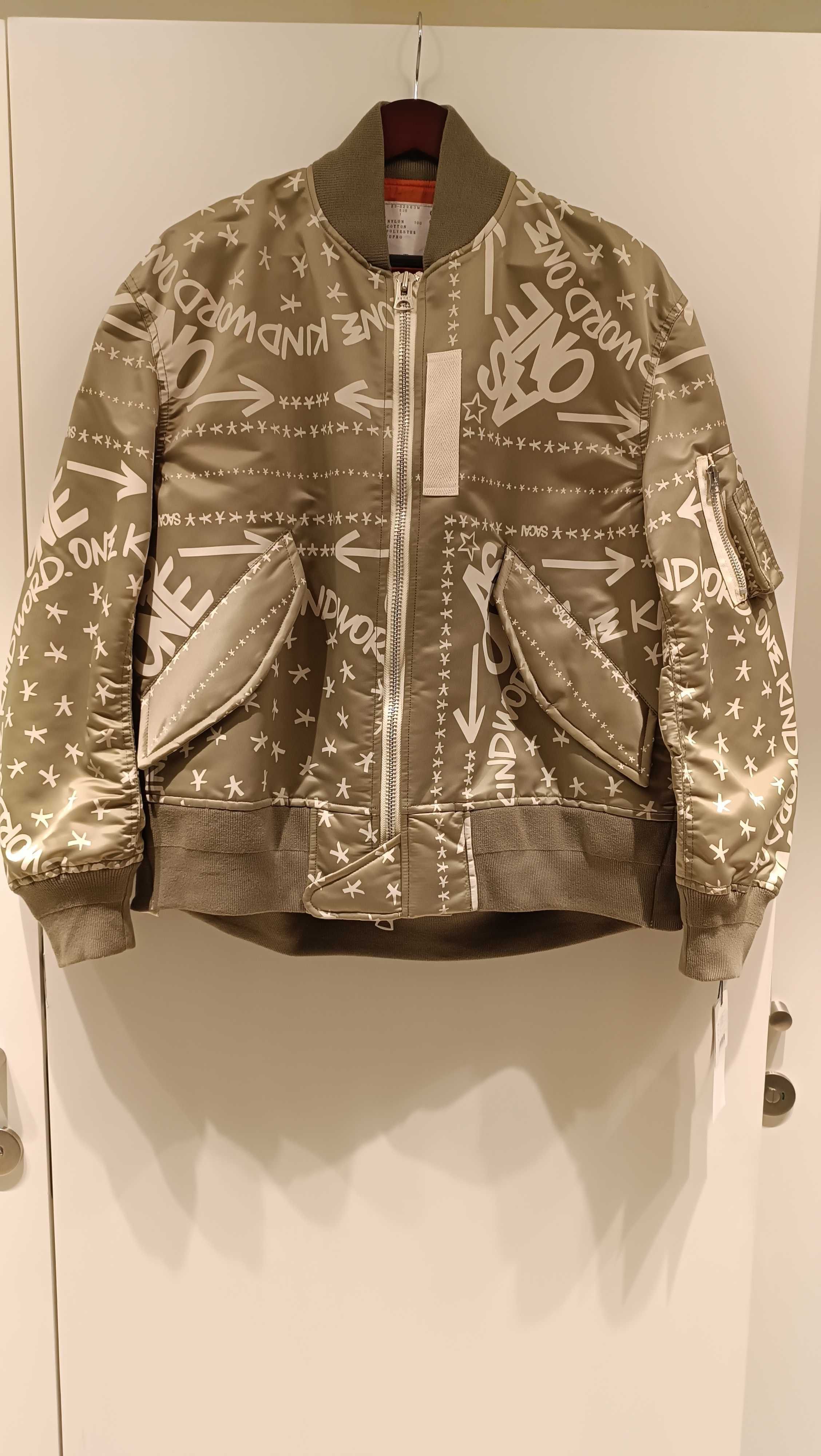 Sacai Khaki Eric Haze Edition Bandana Print Bomber Jacket In Grün
